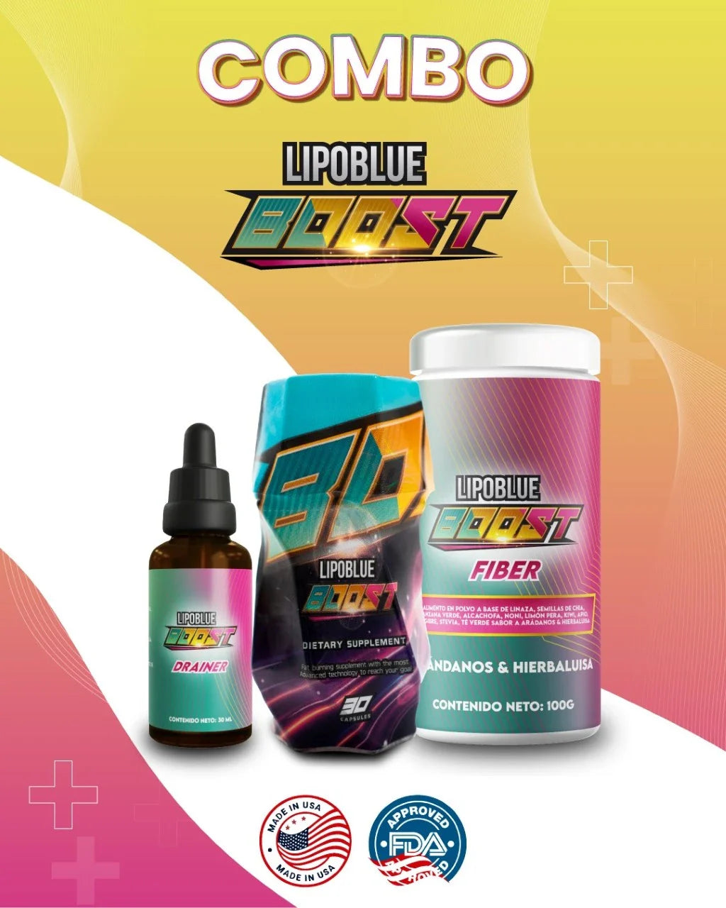 LipoBlue Boost Combo Quemador + Gotas + Fibra